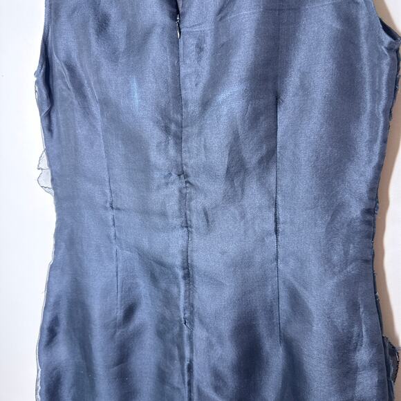 Samuel Dong 100% Silk 3D Rosette‎ Brodee Organza Shift Dress Size 8 Black - Picture 6 of 9